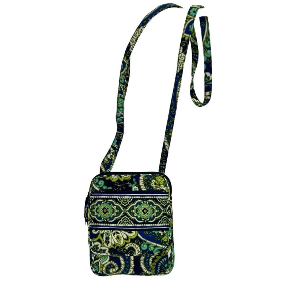 Vera Bradley Retired Rhythm & Blues Paisley Print Textile Green/Blue Crossbody